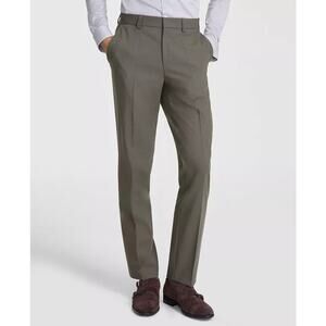 Hugo Boss Men's Khaki Solid Wool Blend Tom Modern-Fit Dress Pants Size 30R